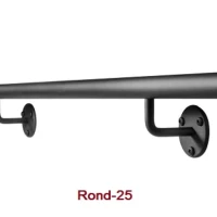 Zwarte stalen trapleuning rond 25 mm